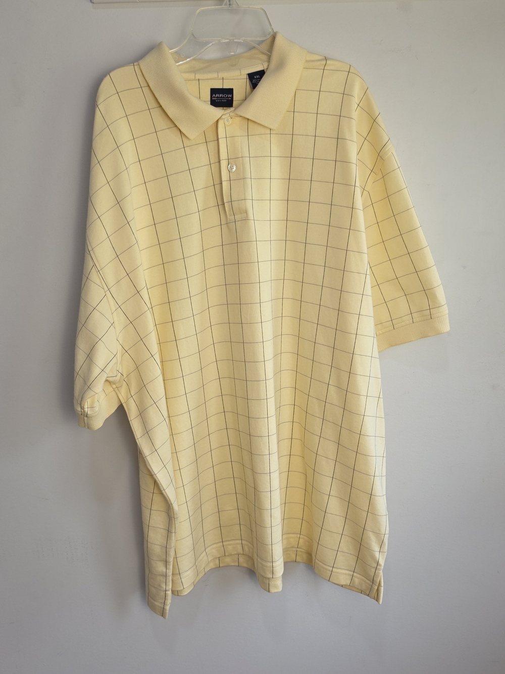 Arrow Men's Pale Yellow Windowpane Polo Shirt